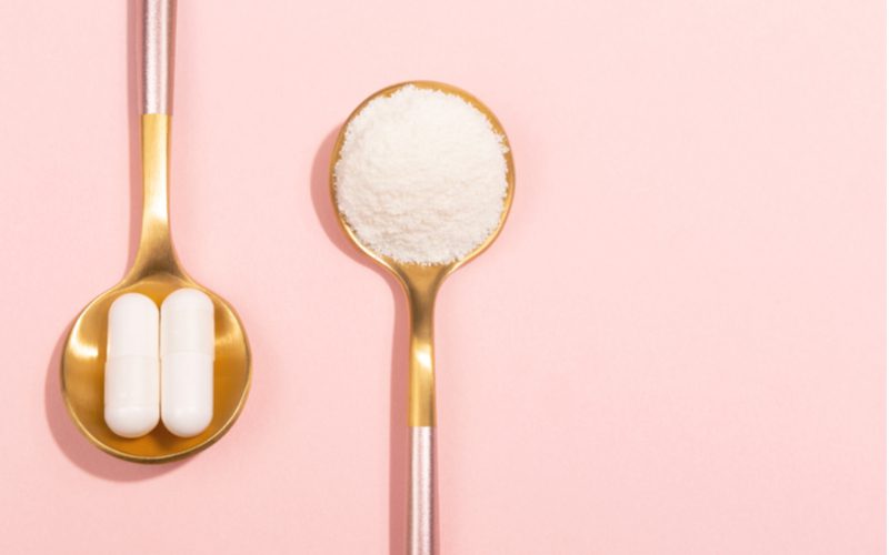 Two types of collagen for hair growth on gold spoons