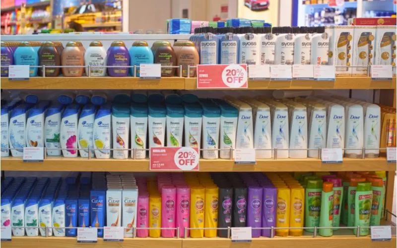 Several of the Best OGX Shampoos on a shelf in Dubai