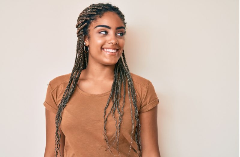 Half-Up Knotless Braids With Curly Ends