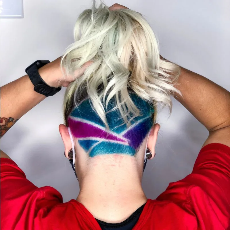 Long Bisexual Haircut With Undercut With Bi Colors