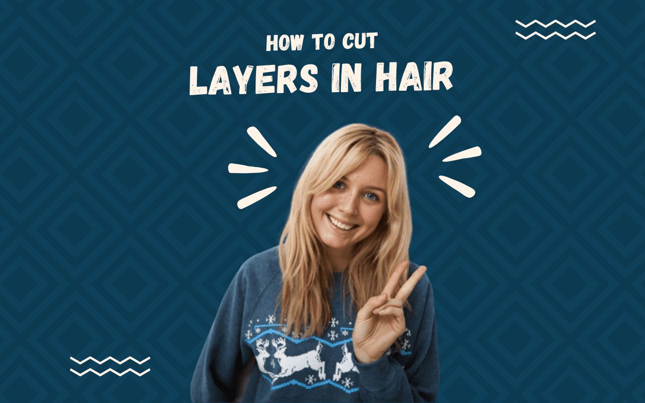 Image titled how to cut layers in hair on a blue background