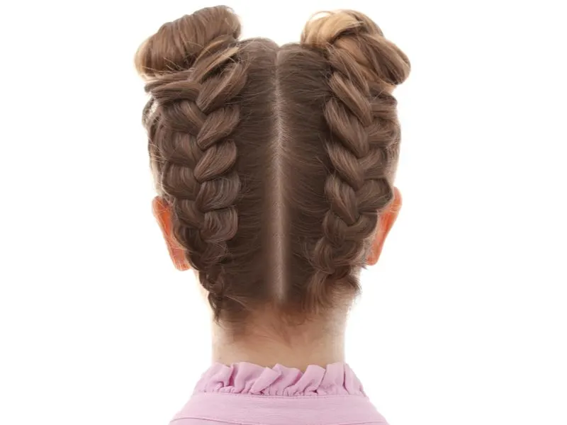 Upside Down Dutch Braided Buns Protective Hairstyles for White Hair