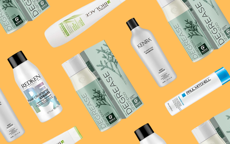 The best clarifying shampoos on an orange graphic background