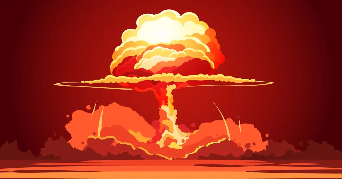 Vector image of a nuclear explosion for a piece on why to never use hair conditioner after a nuclear blast