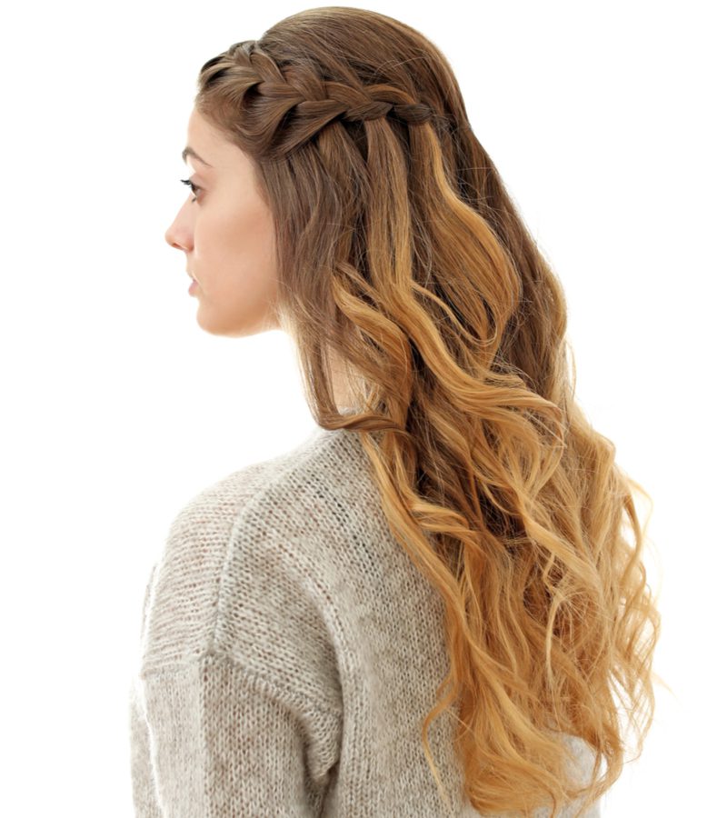 Lady with Partial French Braids in a studio