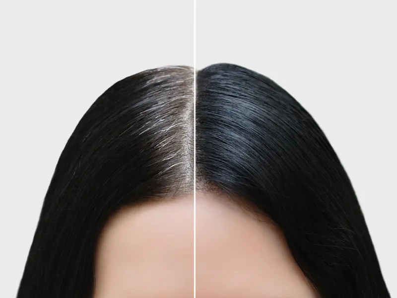 Before and after using the best professional hair color to cover gray hair