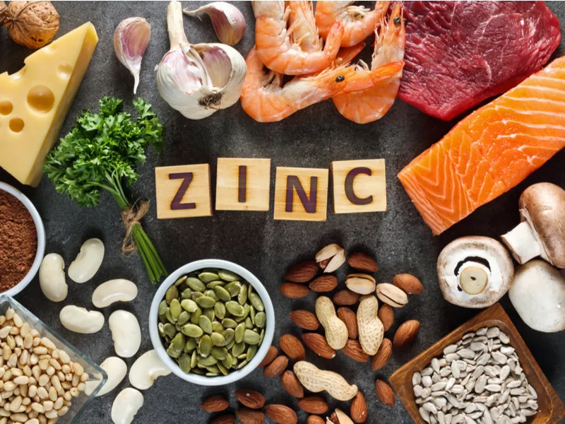 Zinc in food displayed as an answer to the question Which Vitamin Deficiency Causes Hair Loss