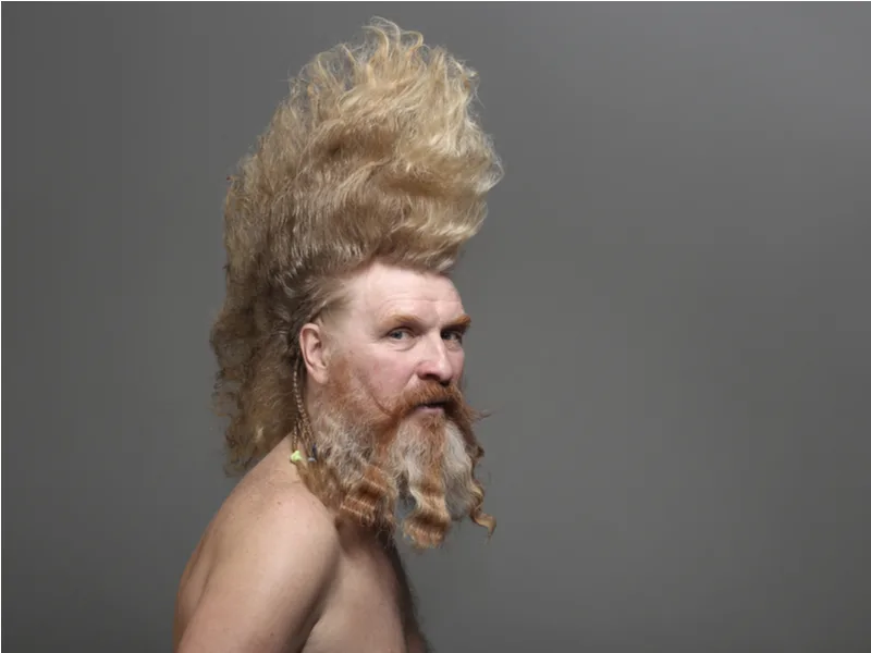 Man with crazy avant-garde hair
