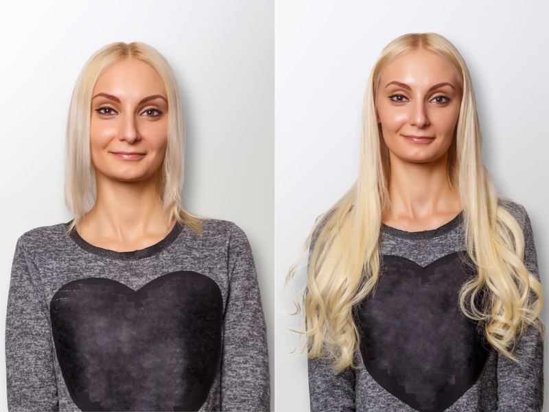Woman who was wondering if you should get hair extensions looking great afterward