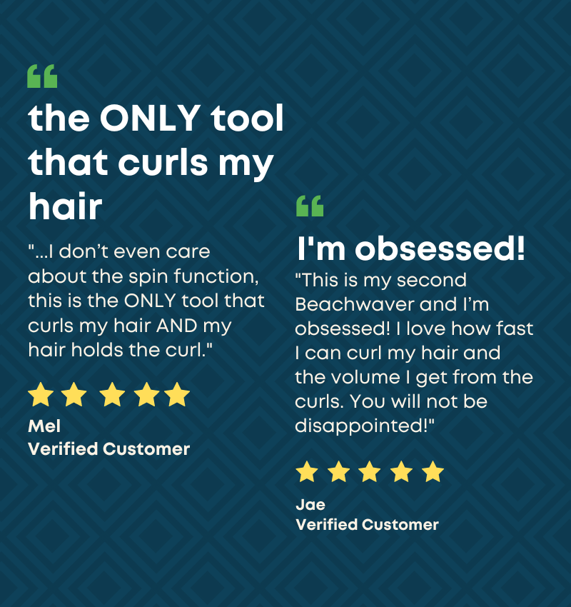 Beachwaver Real User Reviews in a Blue Graphic