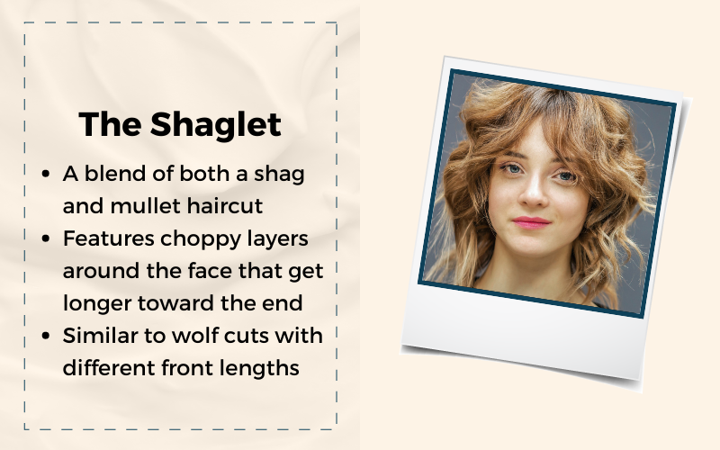 The Shaglet Hairstyle depicted in a graphic with an explainer of what the hairstyle is