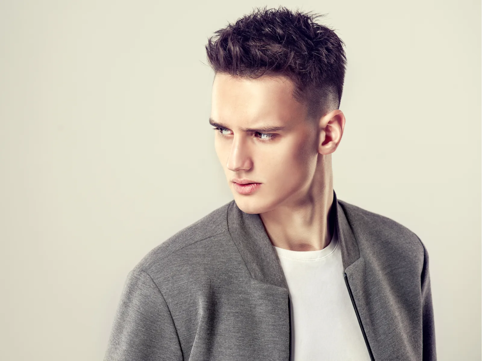 Spiked-Up Tapered Drop Fade Straight Hair Men's Hairstyle