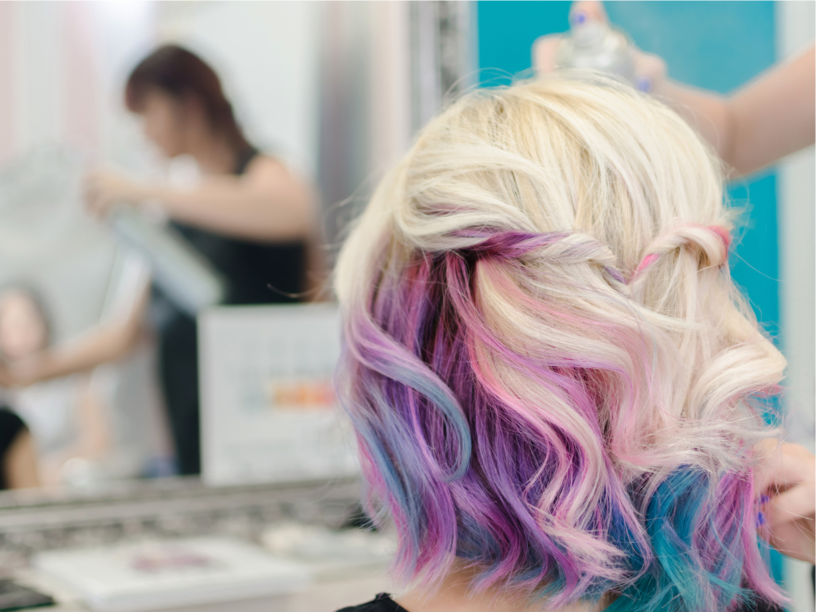 Platinum With Lavender, Pink, and Blue Peekaboo Highlights