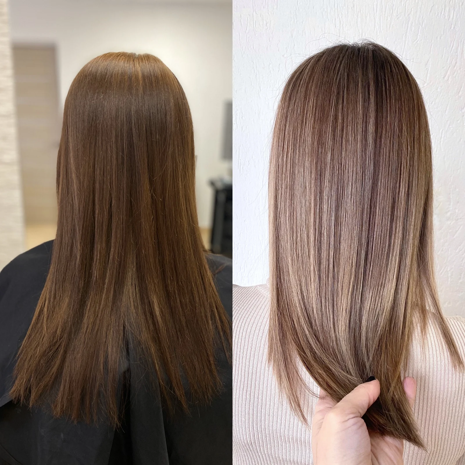 Chestnut Brown to Subtle Cool-Toned Blonde Balayage