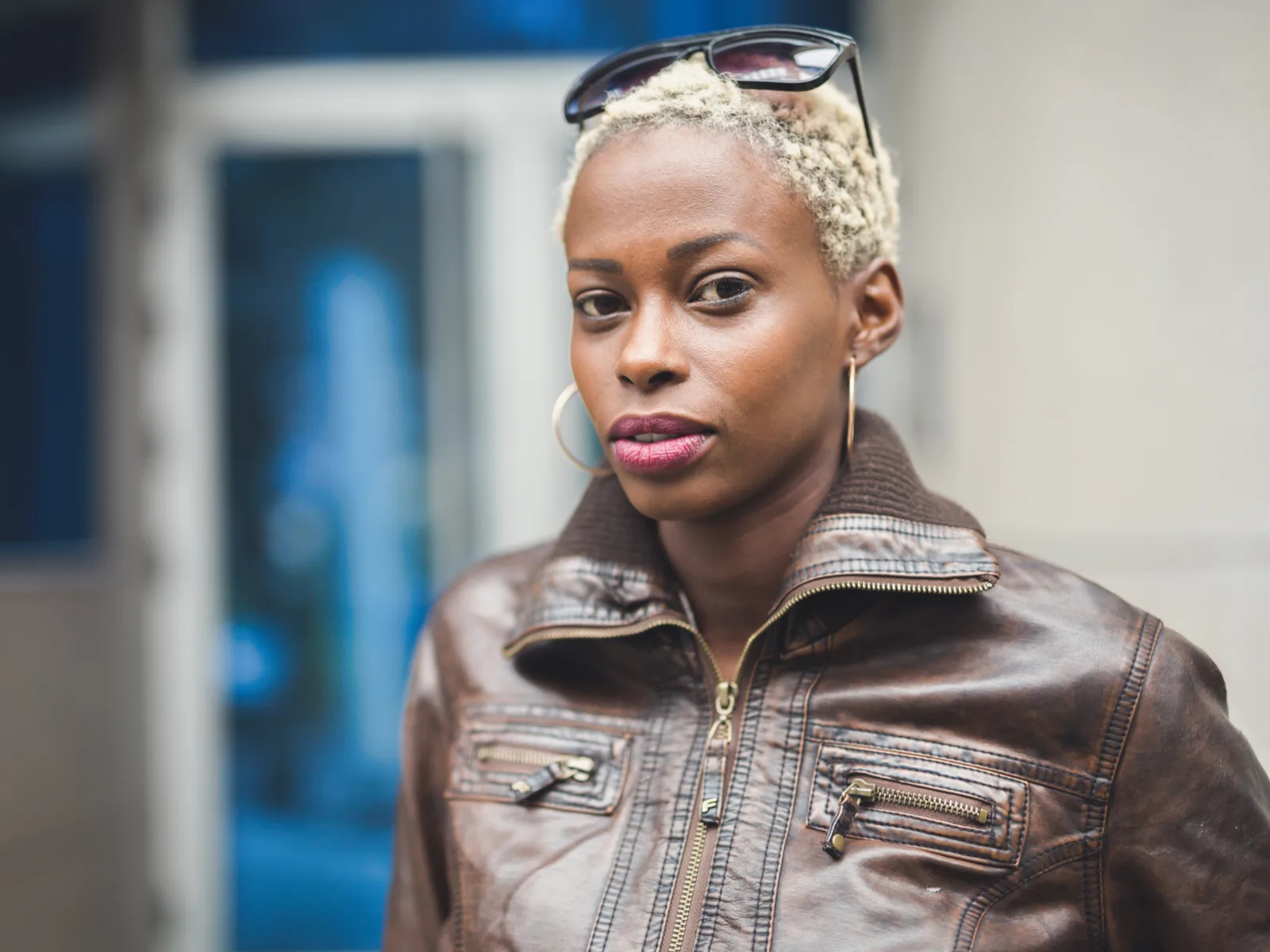 As a short haircut for black women idea, Fierce Bleached Buzz Cut
