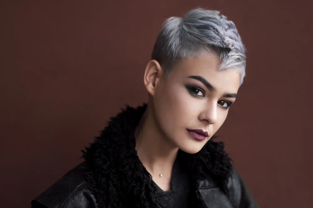 Silver Faux Hawk Pixie short grey hairstyle for women