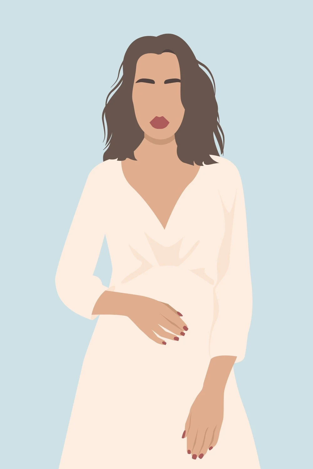 Shoulder Length hair with a woman in illustrated format