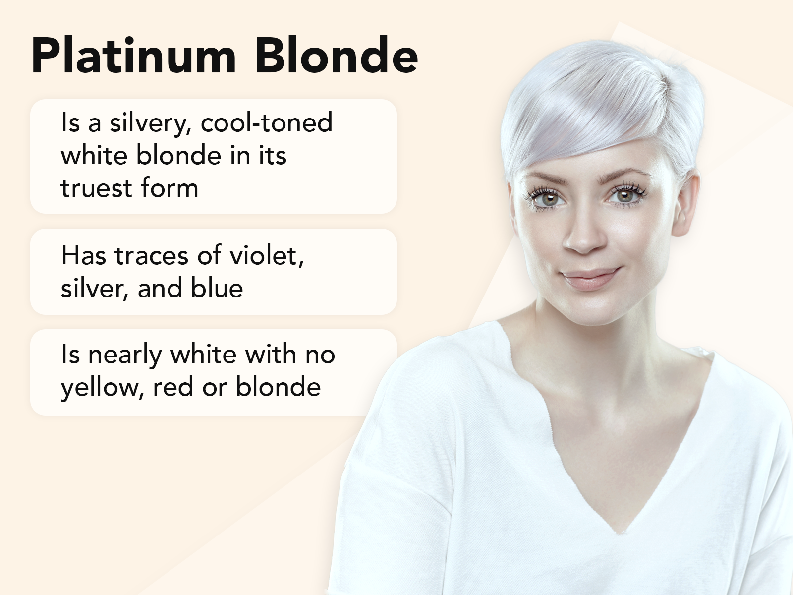 What Is Platinum Blonde Hair explainer image on a tan background