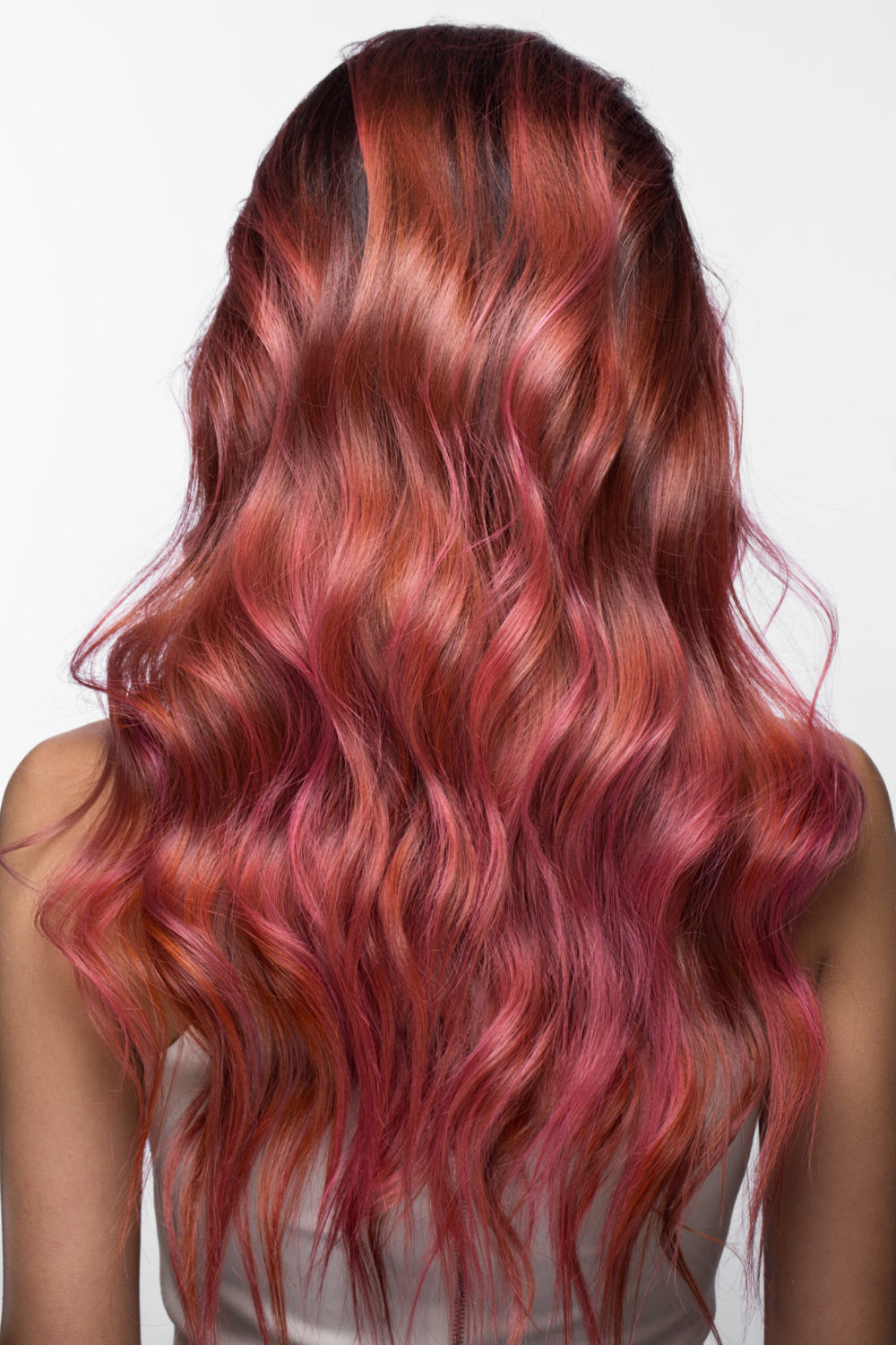 Coppery Hot Pink Rose Gold Hair Color