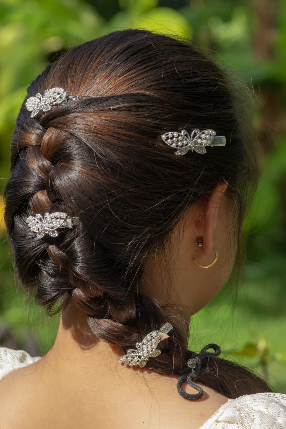 French Braid With Flat Butterfly Clips