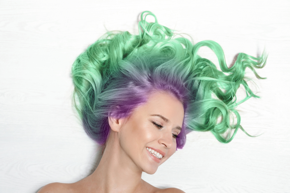 Purple and Seafoam Green Ombre multi colored hair idea