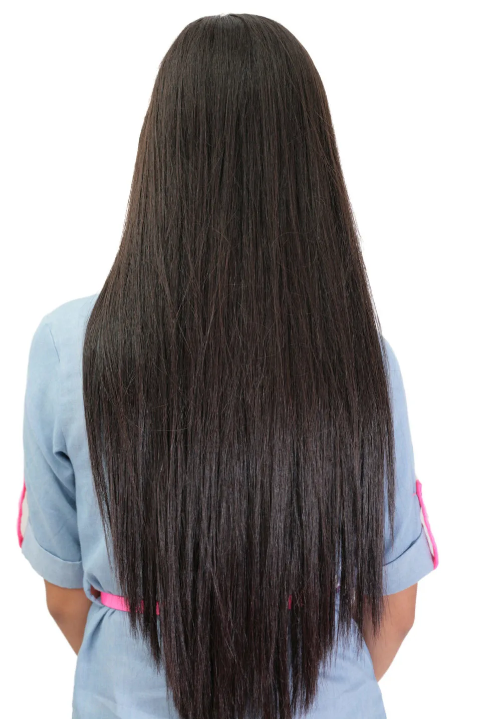 Tailbone Length V-Cut Straight Strands on a hair length chart