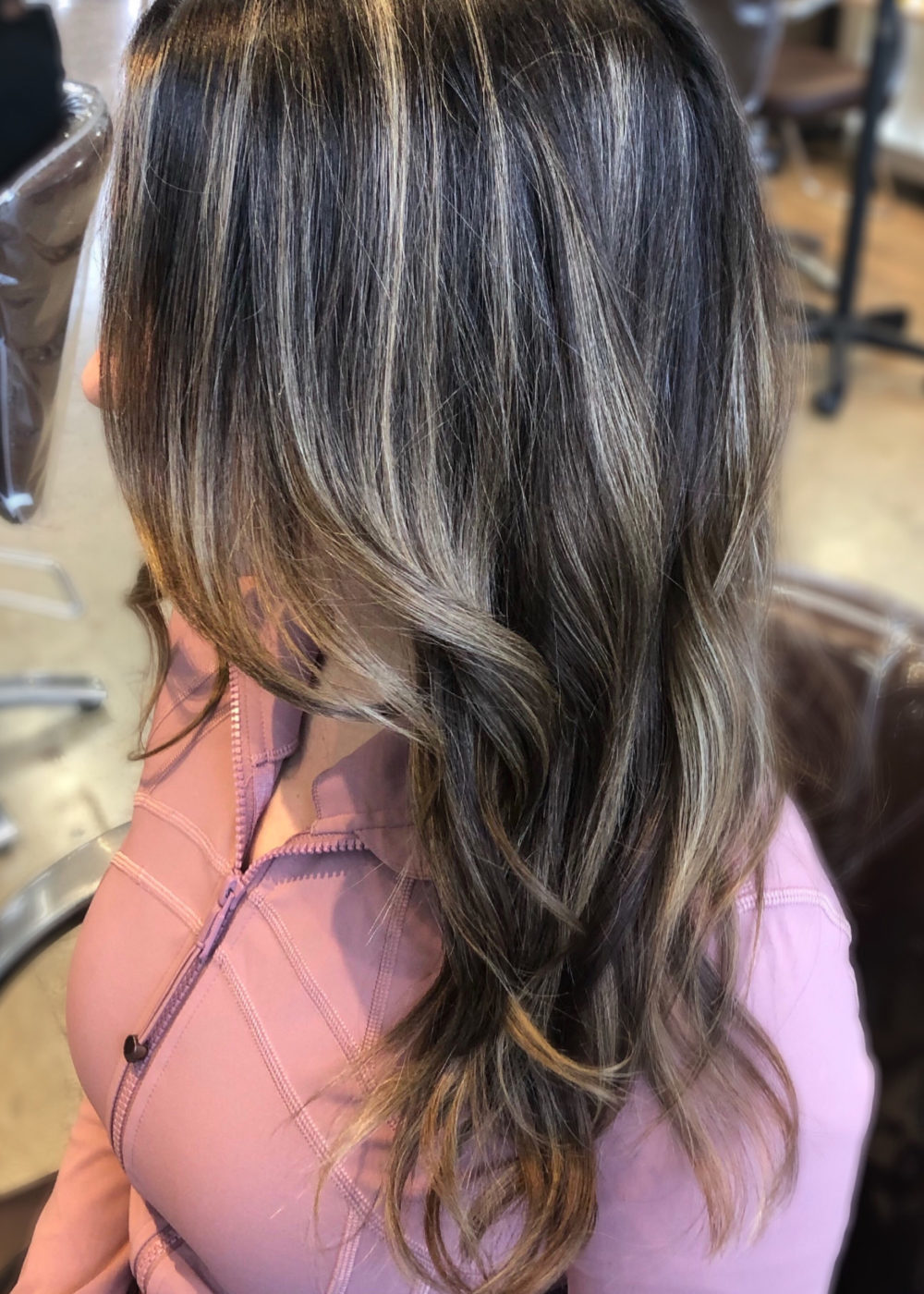 Dark Mushroom Brown With Ash Blonde Foils, one of the best cool tone hair colors