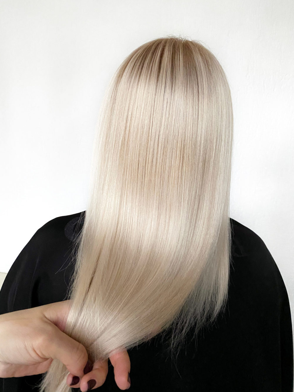 Shimmering Platinum Blonde for a piece on cool tone hair colors