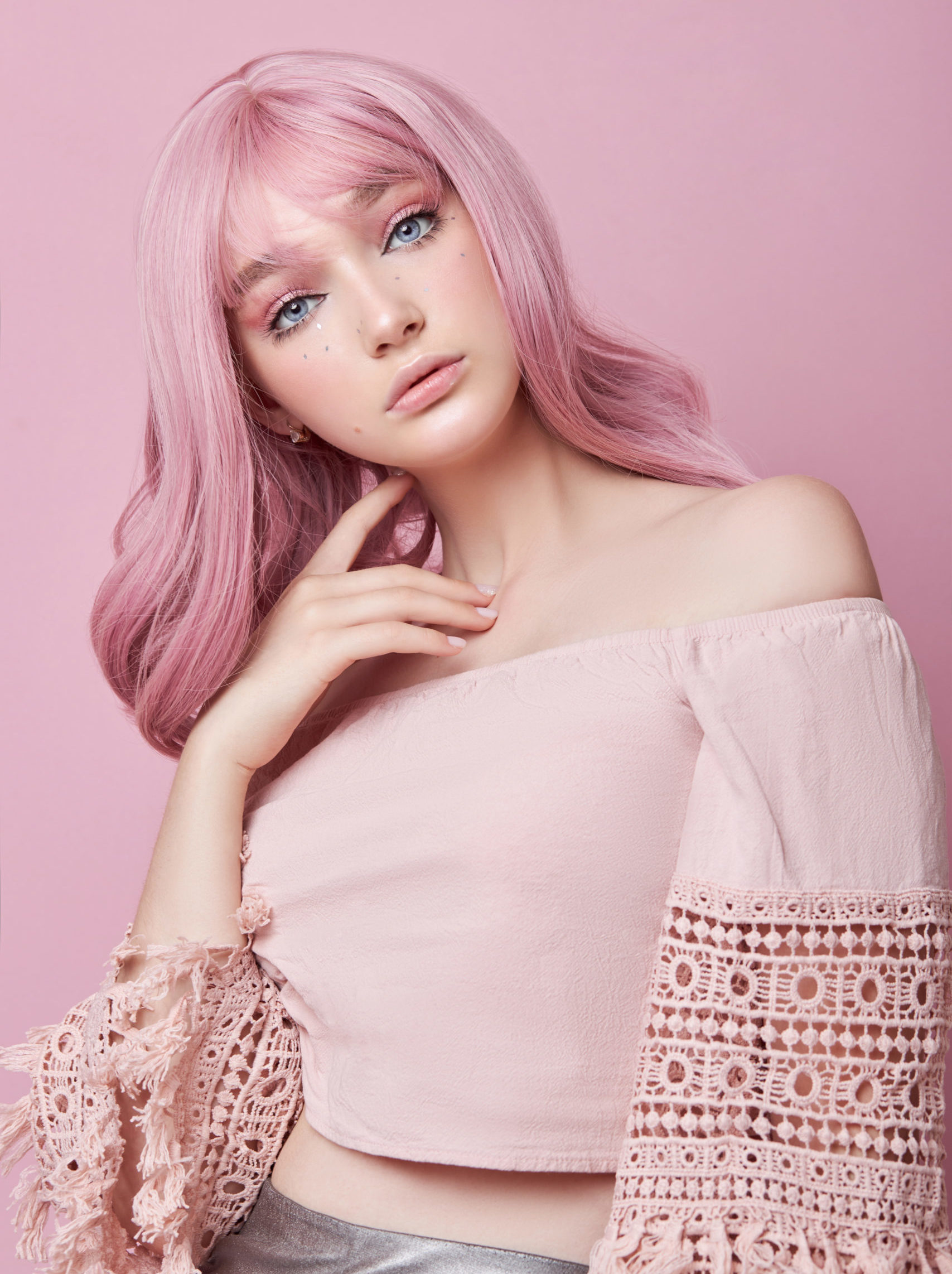 Dusty Rose Pink cool tone hair color