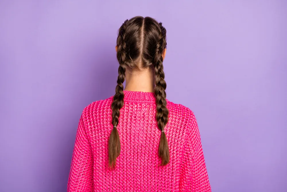 Darling Double Braids on a mexican woman as seen from the back