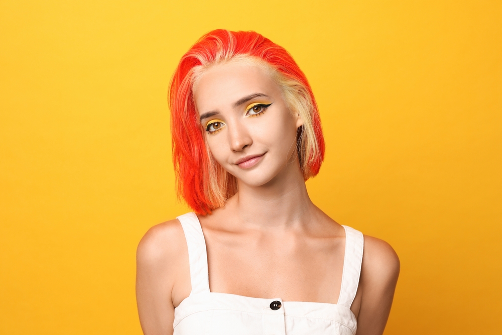 Bright Red-Orange With Creamy Blonde Hair