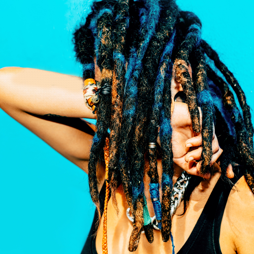 Bohemian Faux Locs: Blue and Bleached