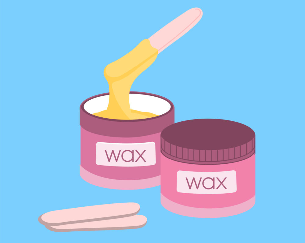 Vector image of a few jars of the types of wax for hair removal