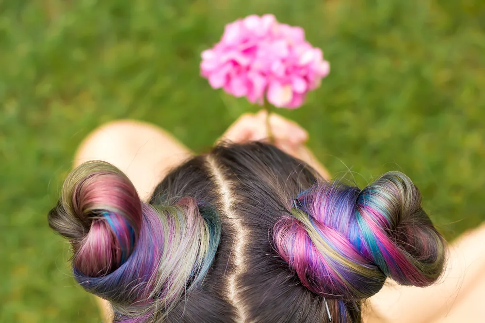 Rainbow Ombre Space Buns