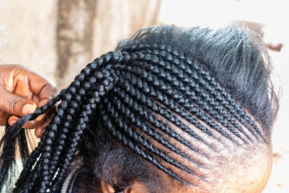 Half-Back Cornrows in an up-close image