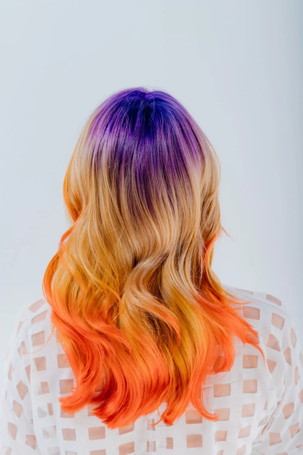 Indigo-Orange Oil Slick Hair