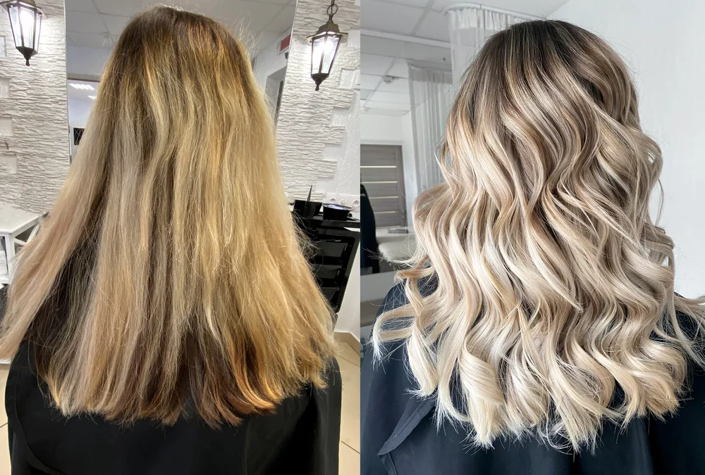 Lady after getting hair highlights for a piece on how long does it take to get highlights