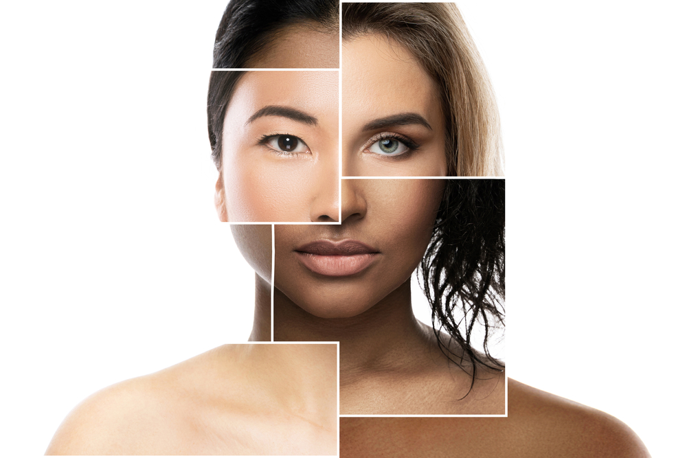 Picture montage that makes up a person for a piece on what ethnicity has the most hair featuring a black, white, and asian woman