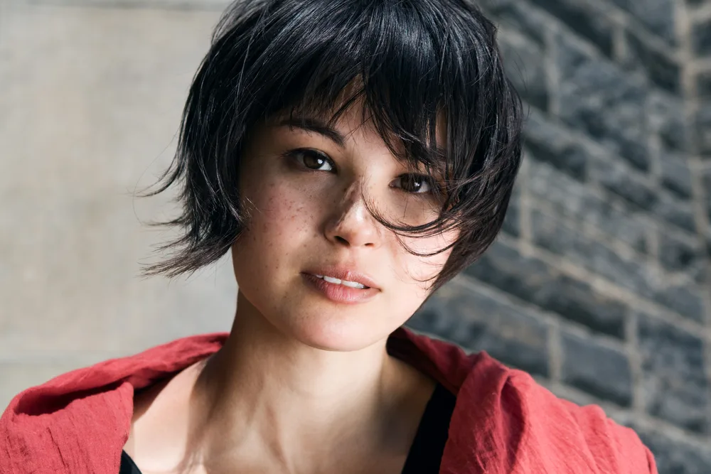 Tousled, Wispy Razored Bob, a short hairstyle for chubby faces