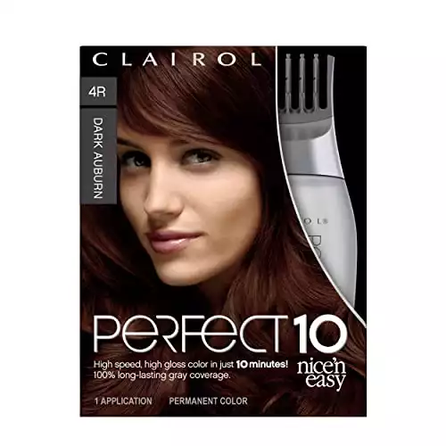 Clairol Nice‘n Easy Perfect 10 Permanent Hair Dye, 4R Dark Auburn Hair Color