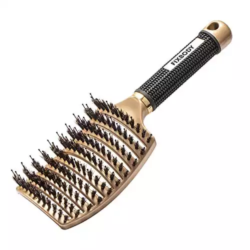 FIXBODY Boar Bristle Hair Brush - Curved & Vented & Oversize Design