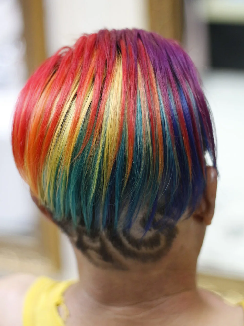 Multi-Colored Layers With Shaved Designs