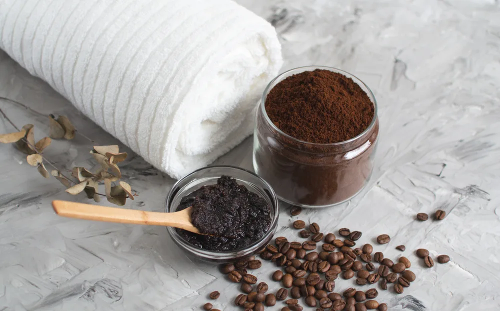 Photo of one of the best colors for black hair featuring a temporary hair dye color for black hair with coffee grounds in a jar