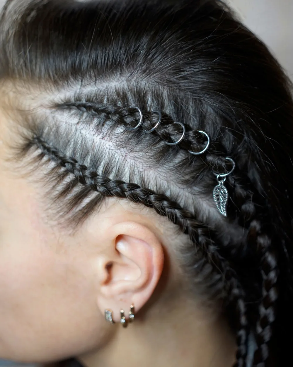 Partial Cornrow Braids With Floating Rings