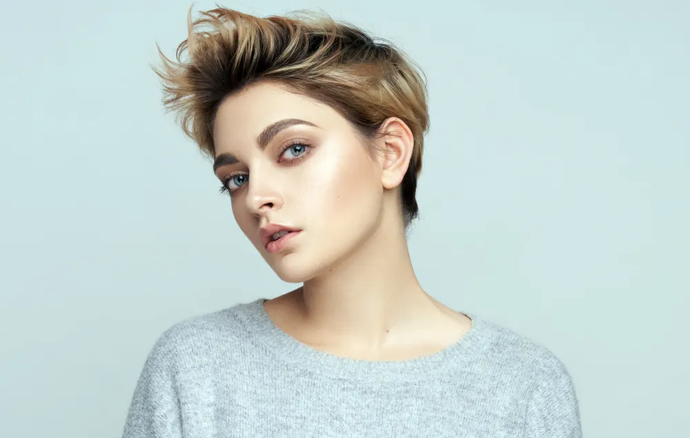 Voluminous Tapered Pixie Quiff, a short haircut for square faces