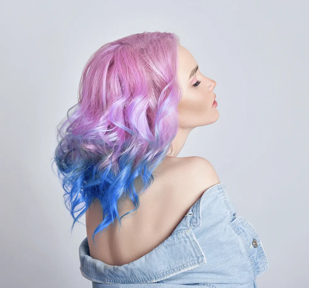 Mauve, Platinum Wisteria, and Azure Ombre blue and purple hair idea