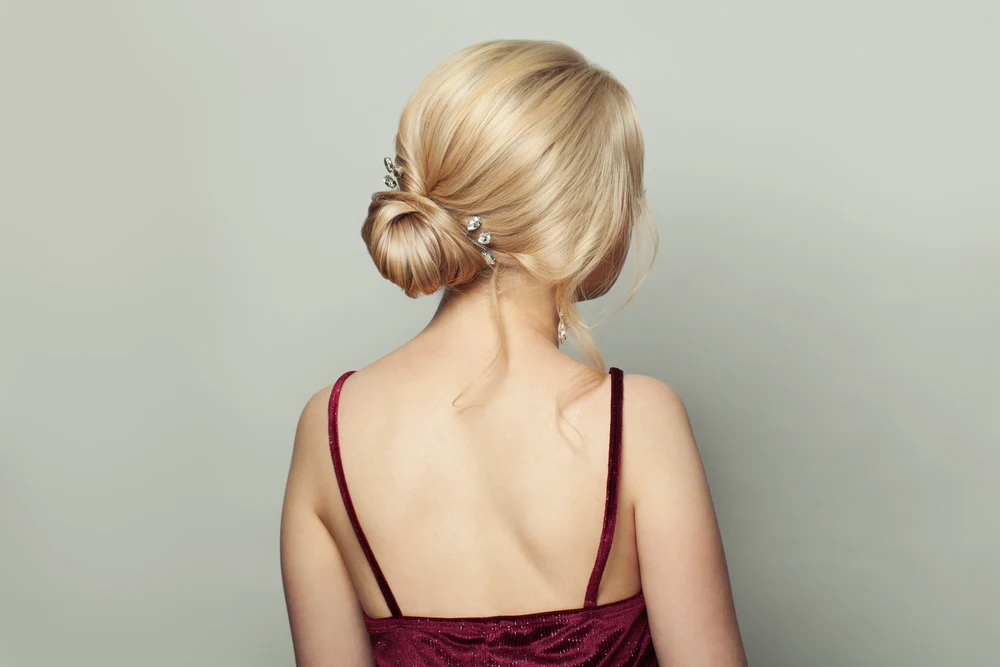 Understated Low Chignon With Crystal Pins