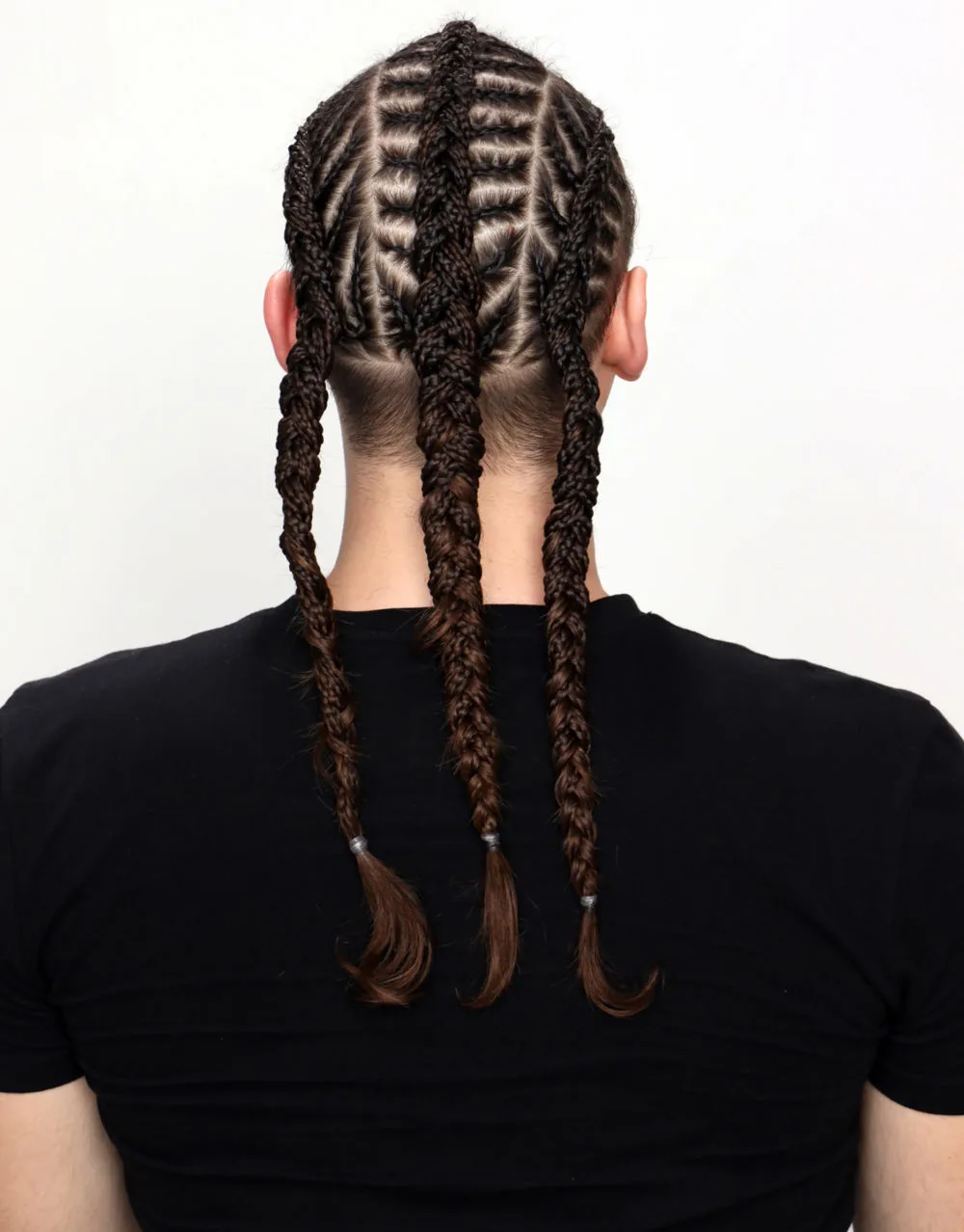 Perpendicular Chunky Flat Braids, one of the best hairstyle featuring white mens braids
