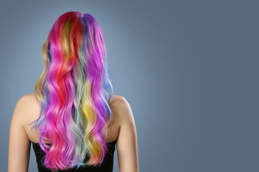 Multi-Colored Gradient Stripes rainbow hair idea