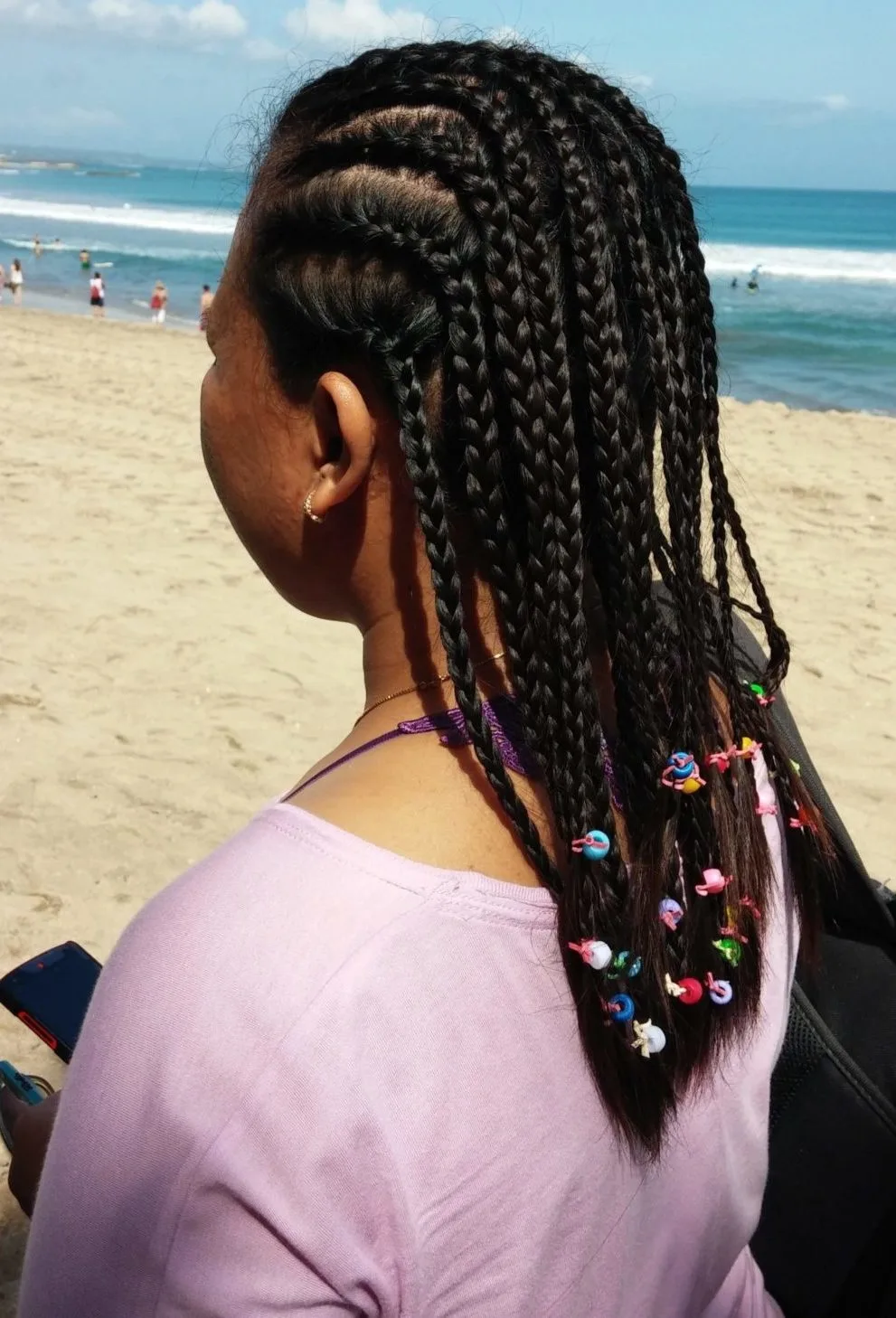 Partial Flat Braids With Funky Bead Assortment